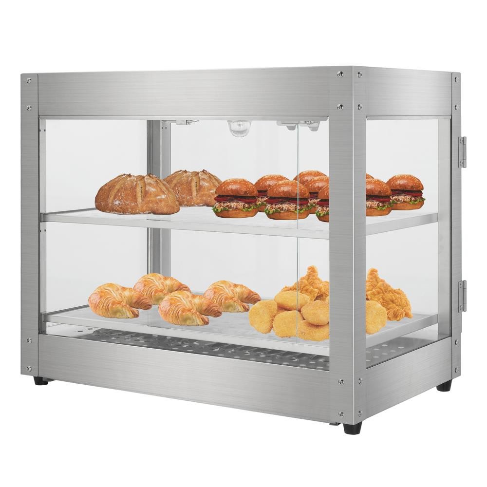 2 Tier Food Warmer Display Case Commercial Countertop Food Pizza Pastry Showcase