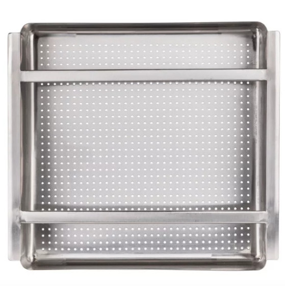 19 1/2″ x 19 1/2″ x 4″ Silver Stainless Steel Scrap Pre-Rinse Sink Basket Rails