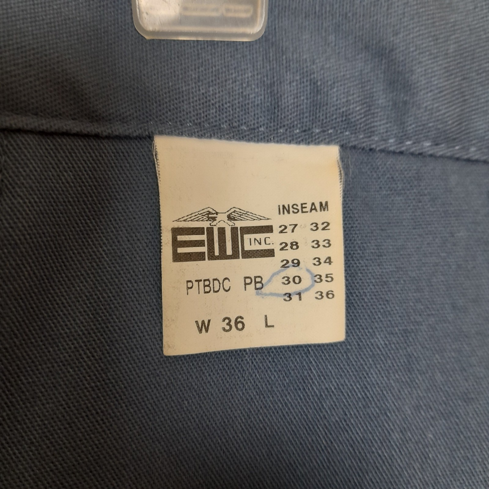 PTBDC PB Blue Navy Chef Pants 36×30, Perm Press Soft Finish, 65% Poly 35% Cotton