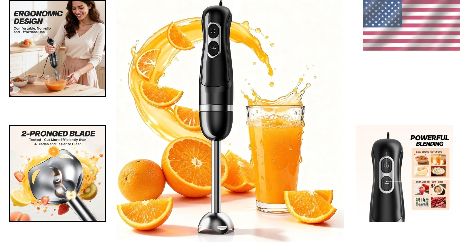 Effortless Corded Electric Stick Mixer – Food-Grade Stainless Steel Hand Blender
