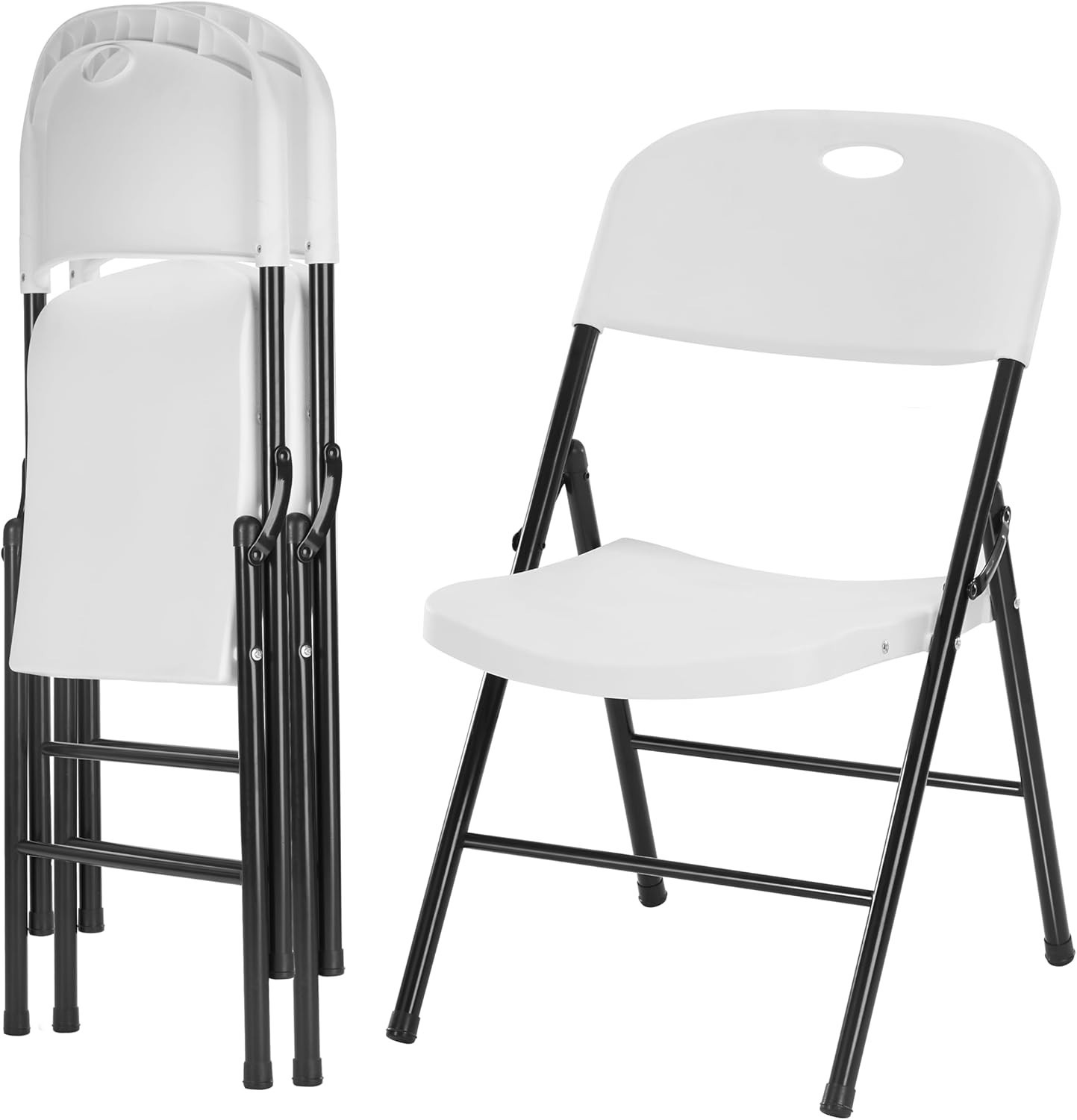 2-Pack Heavy Duty Plastic Folding Chair, 450 lbs Capacity Foldable Chairs