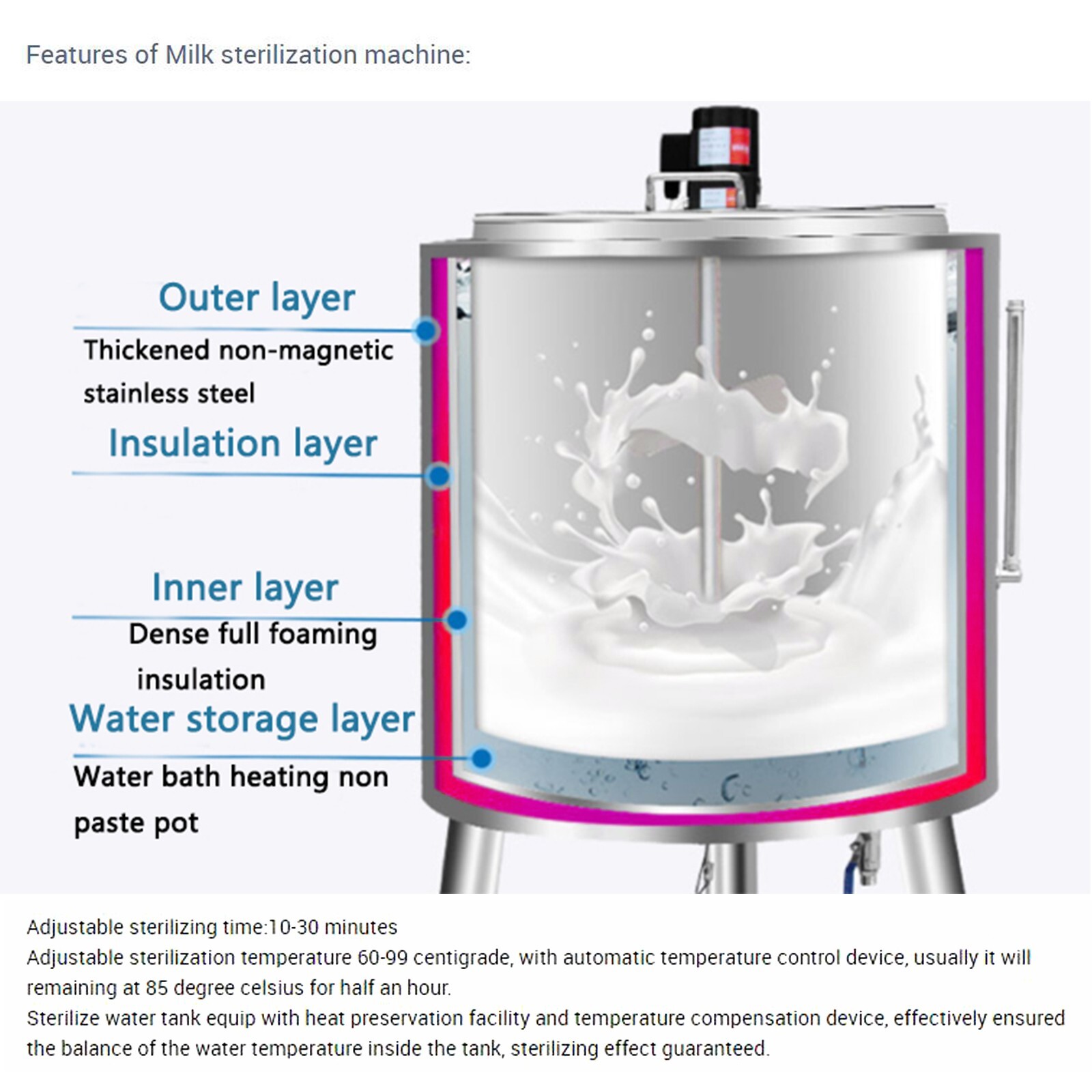 Kolice Commercial 100L Pasteurizer Machine for Milk Sterilization