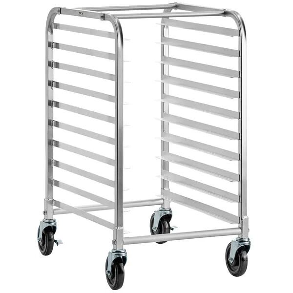 20″W x 26″L x 38″H Aluminun 10 Pan End Load Bun Pan Bakery Rack With Casters