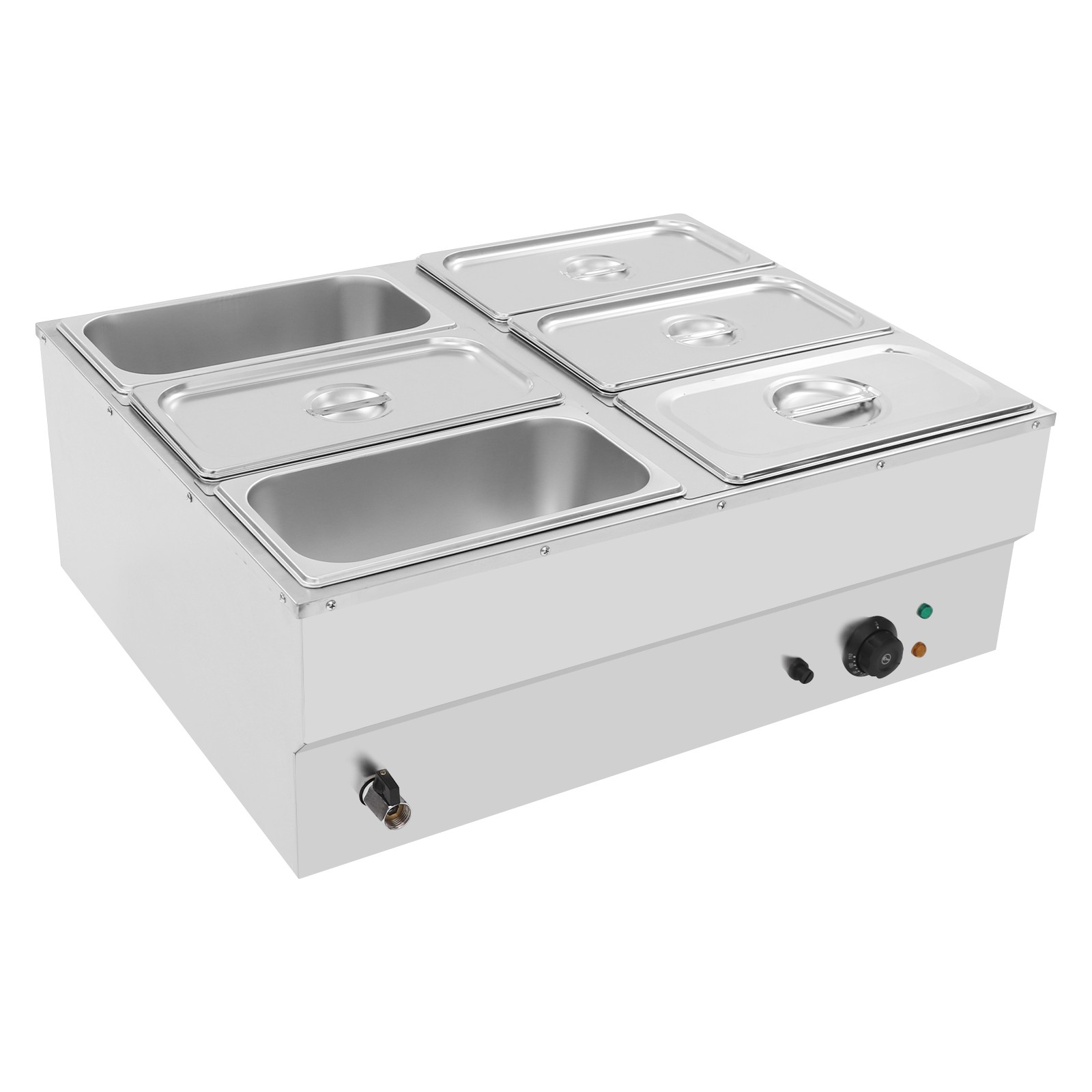 Stainless Steel Soup Warmer Electric Food Warmer 6-Pan Commercial Food Warmer
