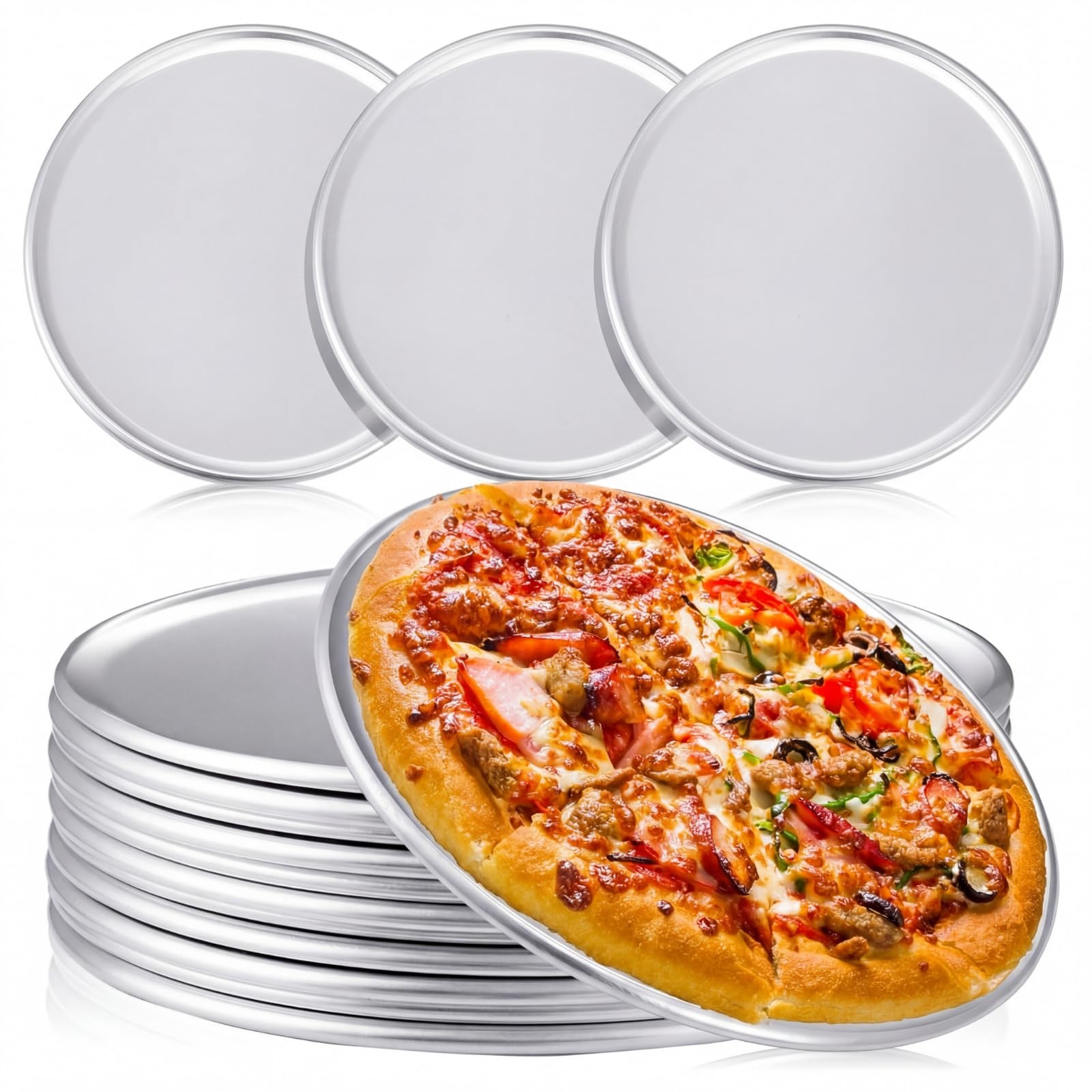 Rtteri 24 Pcs Pizza Pan Bulk Restaurant Aluminum Pizza Pan Set Round Pie Cake