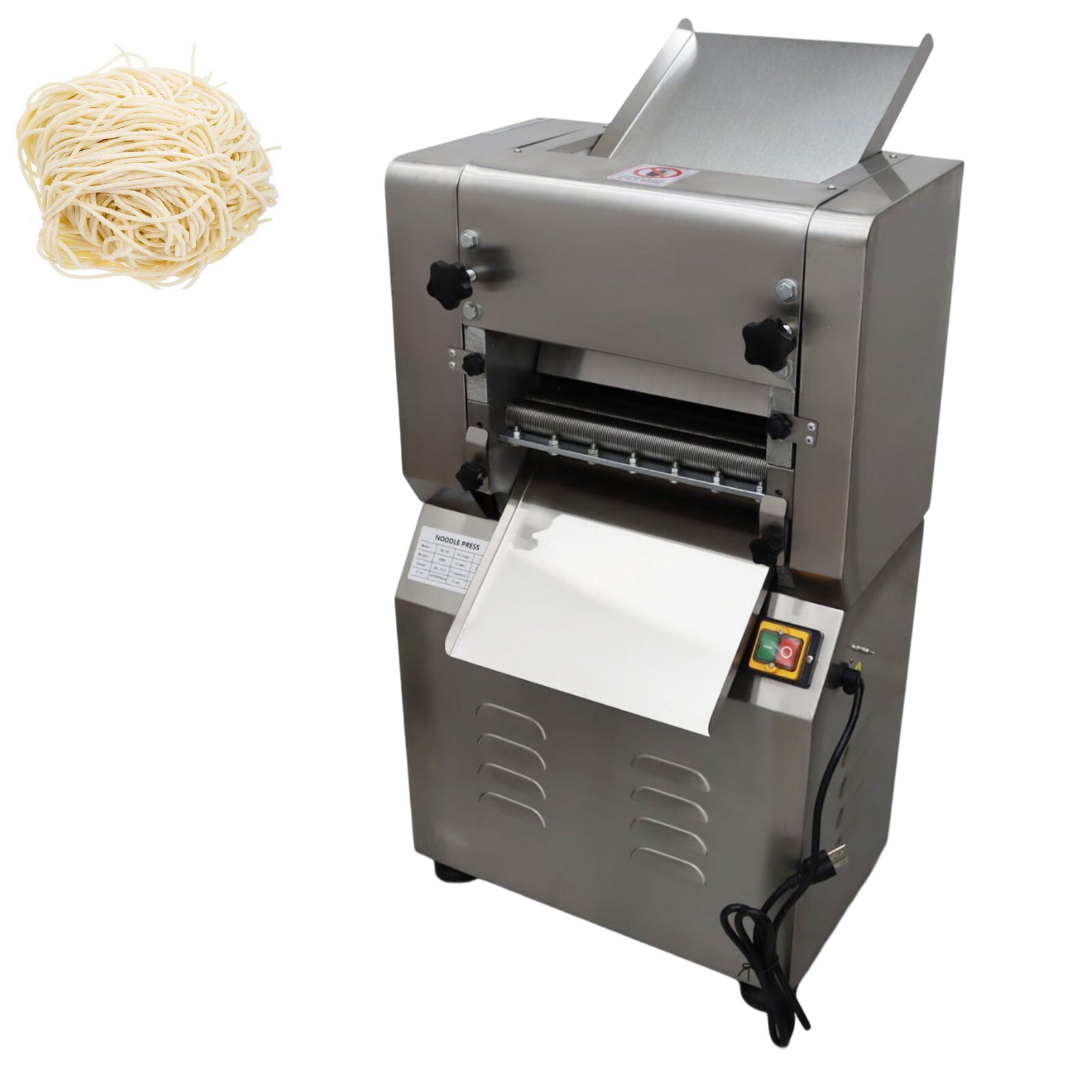 Commercial Pasta Makers Dough Roller Noodle Cutting Machine w/2mm Round Cutters