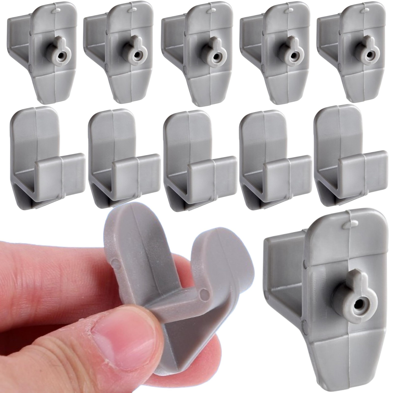 12 Pack Gray Plastic Replacement Shelf Clips for Turbo Air Freezers Coolers