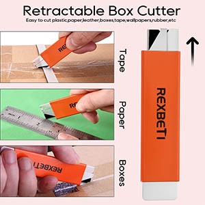 12 Pack Box Cutter, Retractable Cardboard Cutter, Razor Blade Scraper, Handy Box