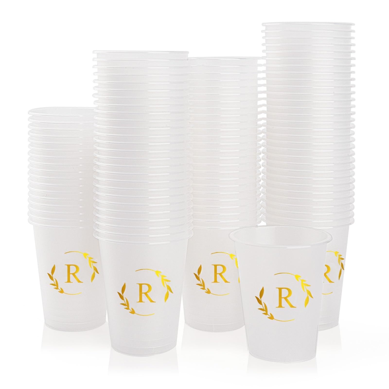 100 Monogrammed Cups Disposable Initial Plastic Cup 12 oz Wedding Personalize…