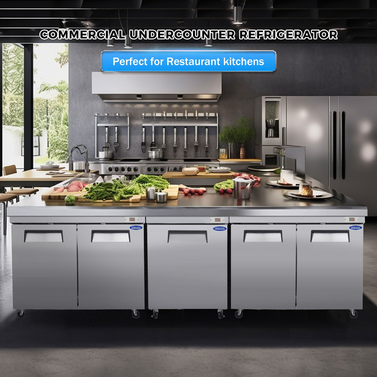 48″ Commercial Undercounter Refrigerators 14.1 Cu.Ft with Smooth Casters ETL