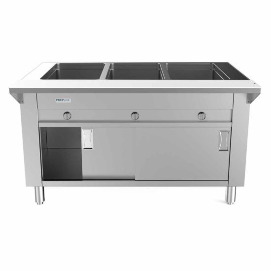 Prepline GSTC48-3S, 48″ Three Well Gas Hot Food Steam Table with Enclosed Base
