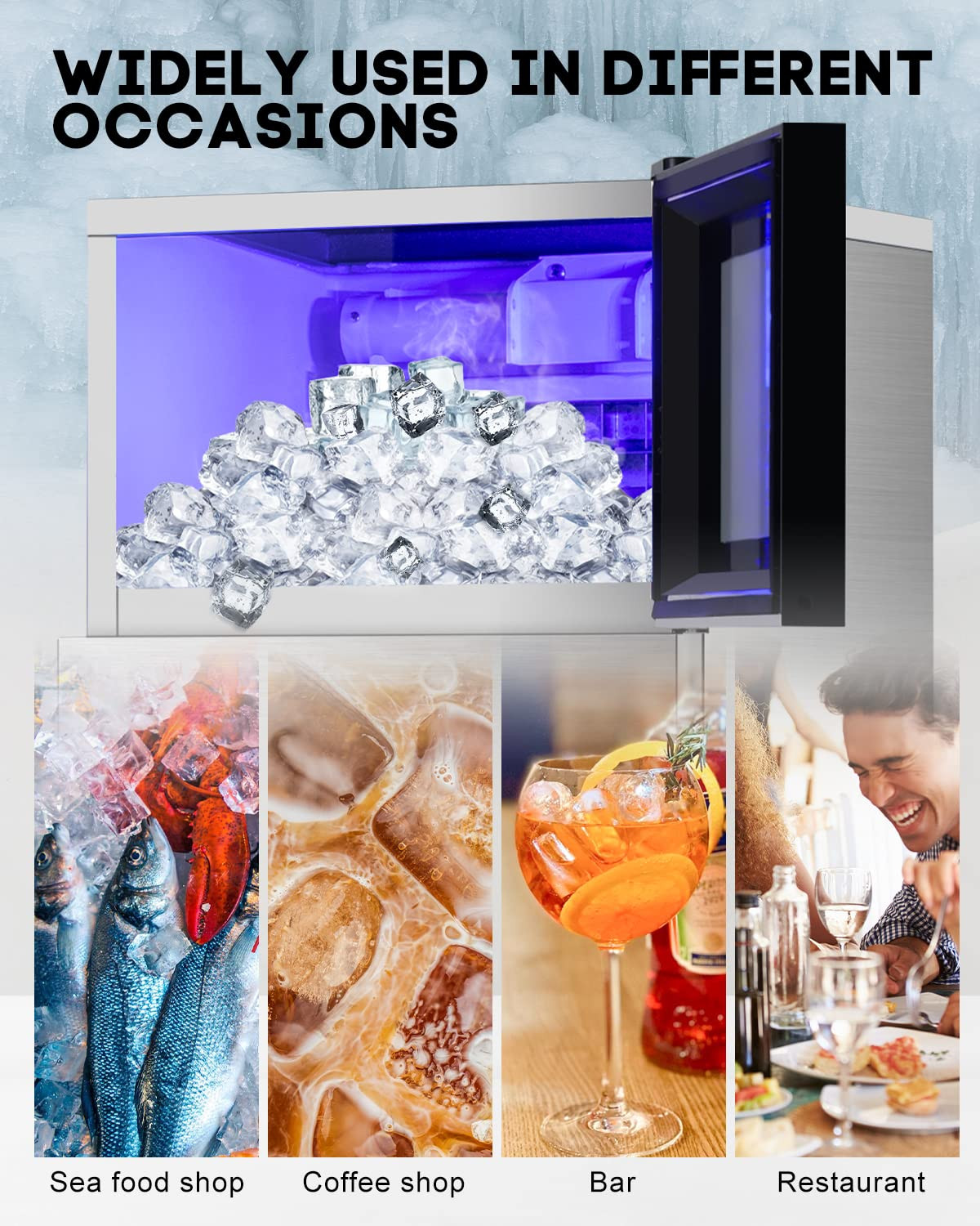 130LBS/24H Commercial Ice Maker Machine with 35LBS Capacity – Stainless Steel Un