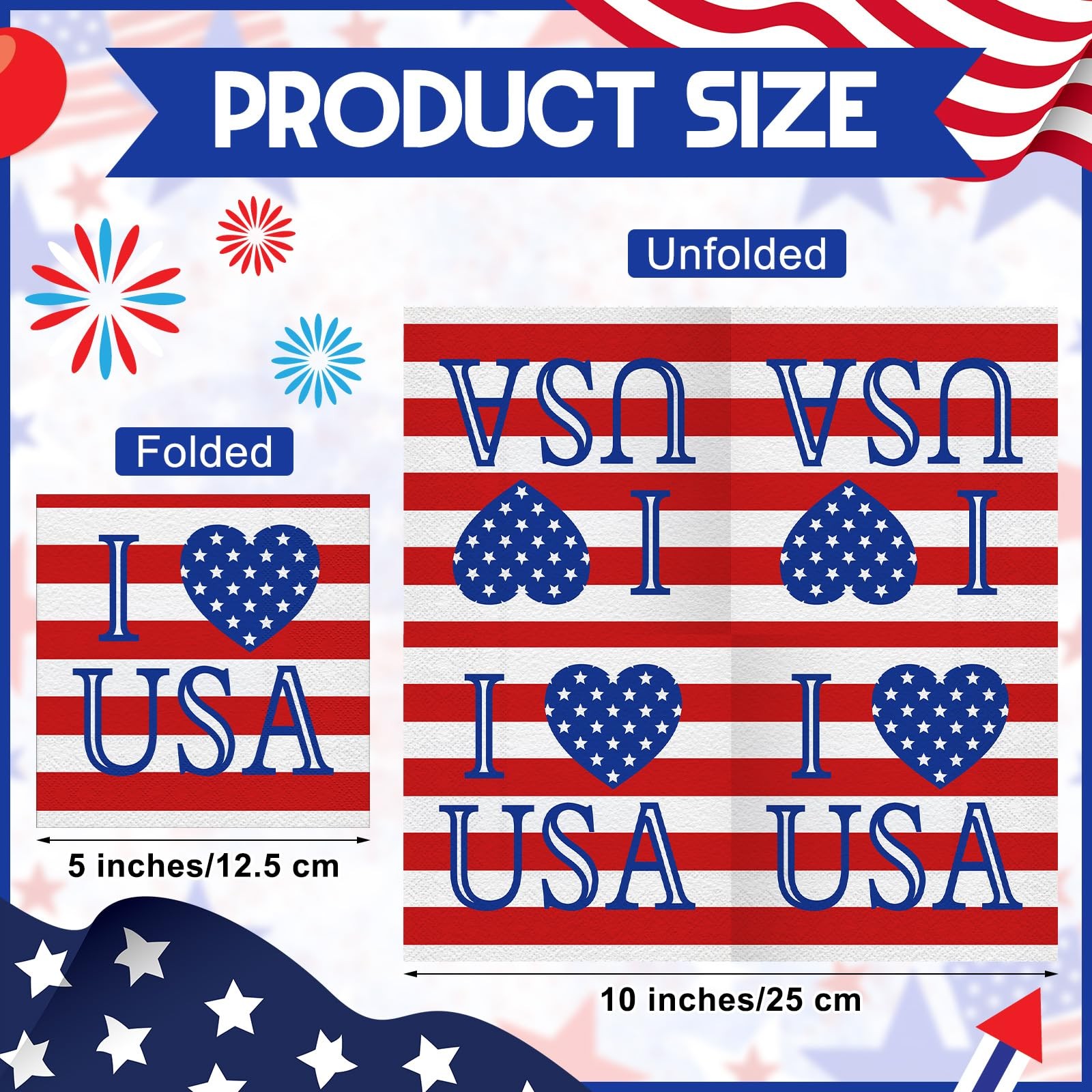 Nuanchu 200 Pcs American Flag Napkins 4Th Of July Patriotic Red White And Blue