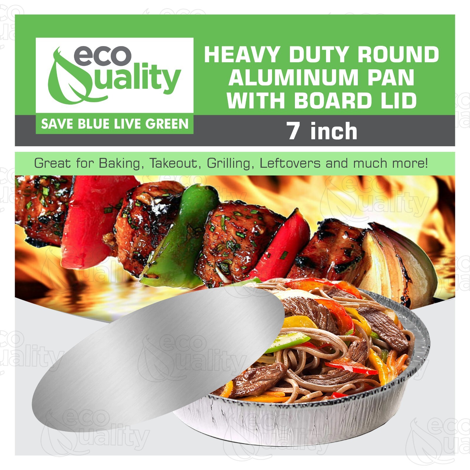 7″ Round Aluminum Disposable Foil Pans with Board Lids Meal Storage Baking 150pc