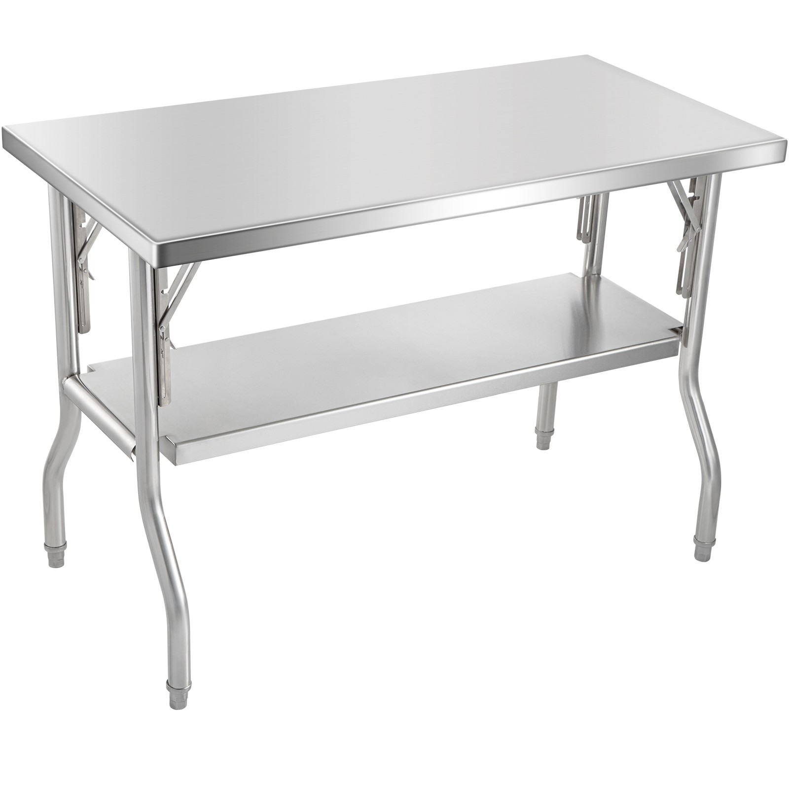 VEVOR Commercial Stainless Steel Folding Work Prep Tables Open Kitchen 48×24 In