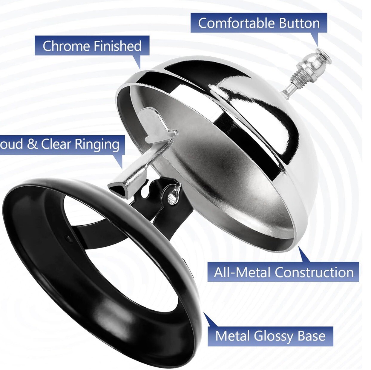 2 PCS Service Bell for Call & Desk Service with All-Metal Construction 3.38 Inch