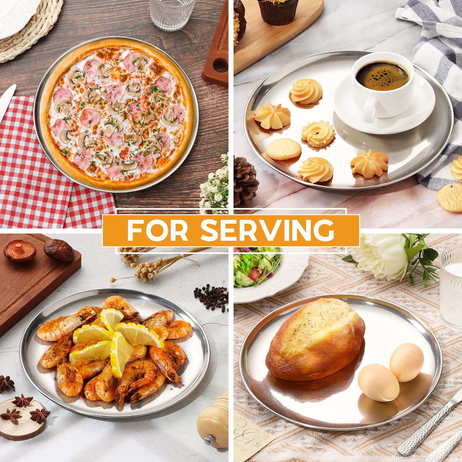 P&P Chef Pp Chef 10 Inch Pizza Pan Stainless Steel Round Pizza Tray Baking Pans