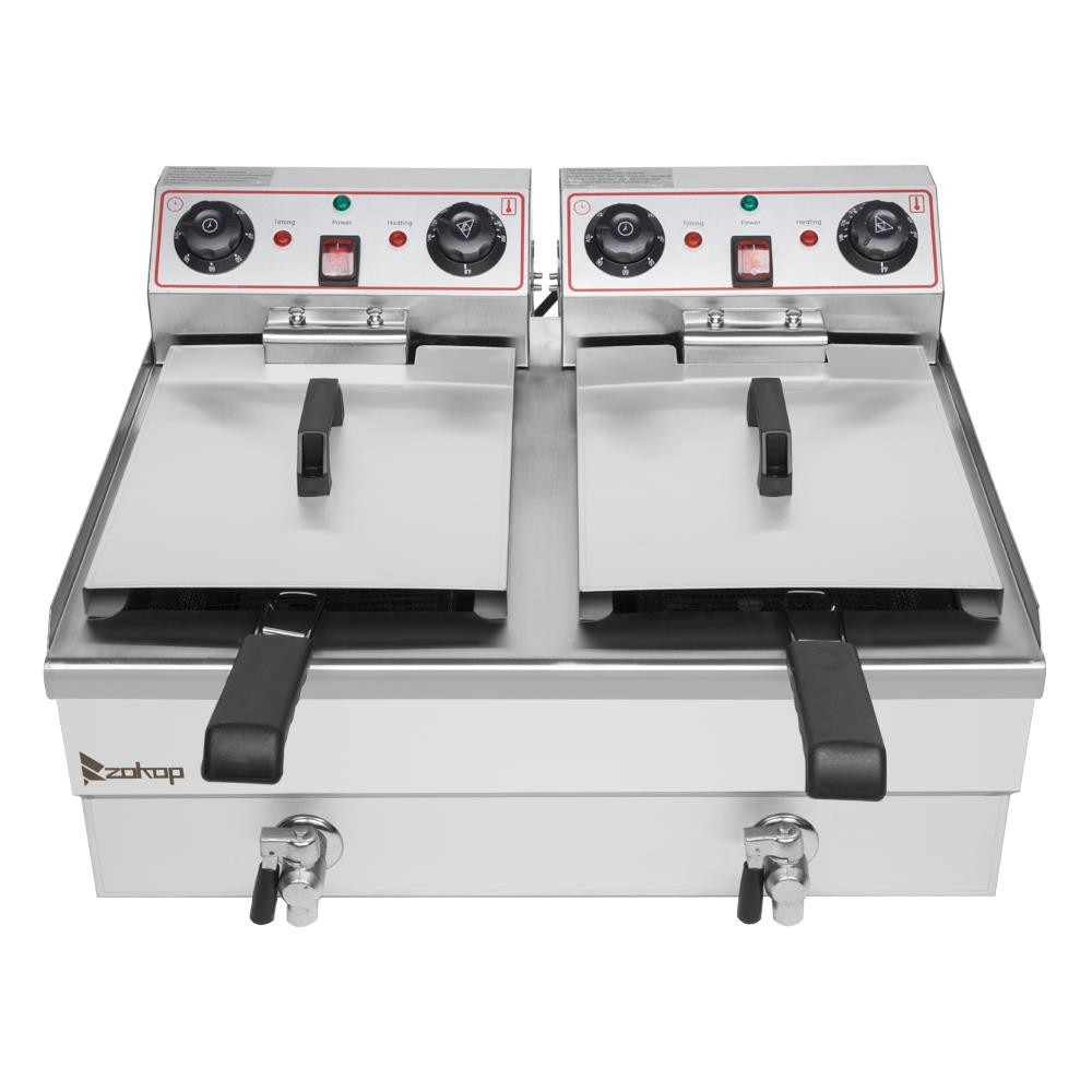 ZOKOP 3400W 24.9QT Electric Countertop Deep Fryer Commercial Basket Fry Home New