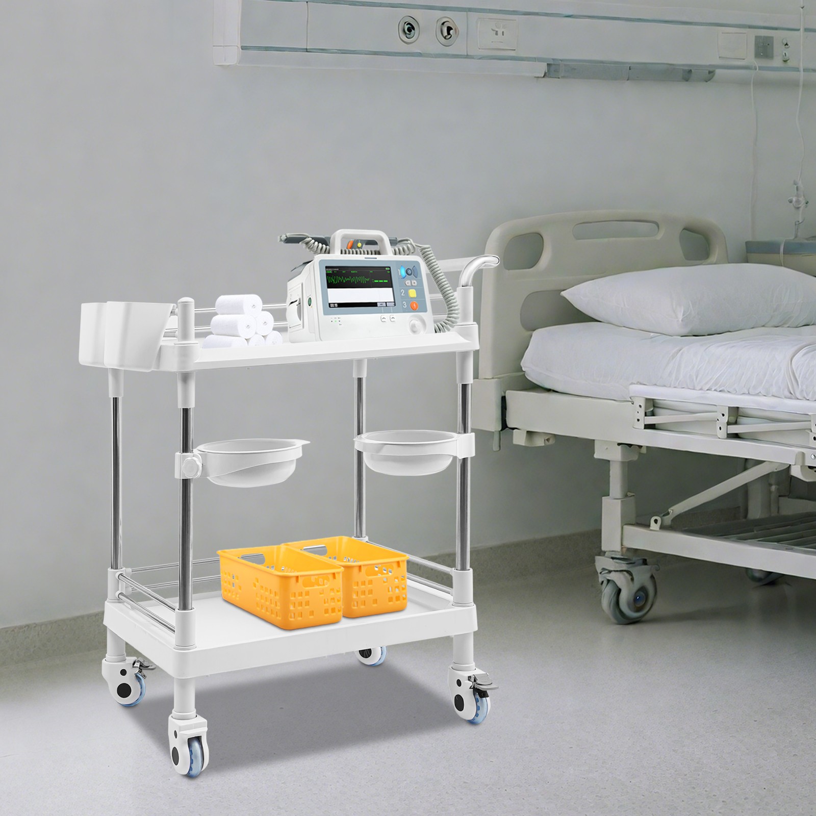 Mobile Utility Cart with Wheels Professional Medical Trolley Cart Storage Cart