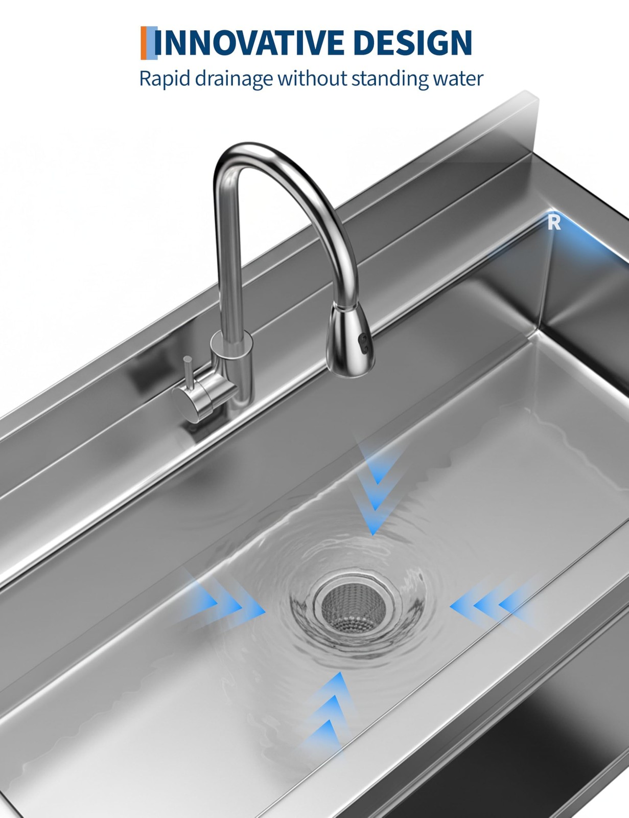 Stainless Steel Utility Sink with Pull-Out Faucet,23.6″D x 39.37″W x 31.5″H F…