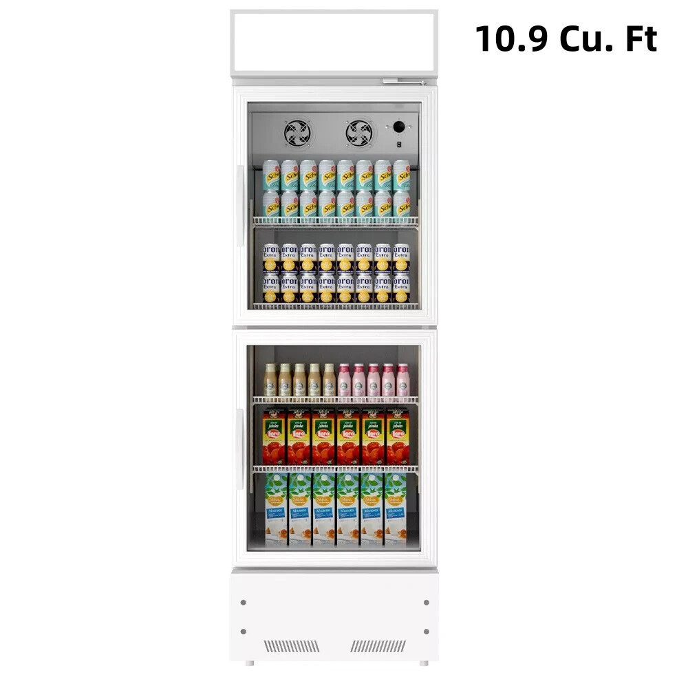 Commercial Merchandiser 10.9 Cu.Ft 2 Glass Door Upright Display Refrigerator ETL