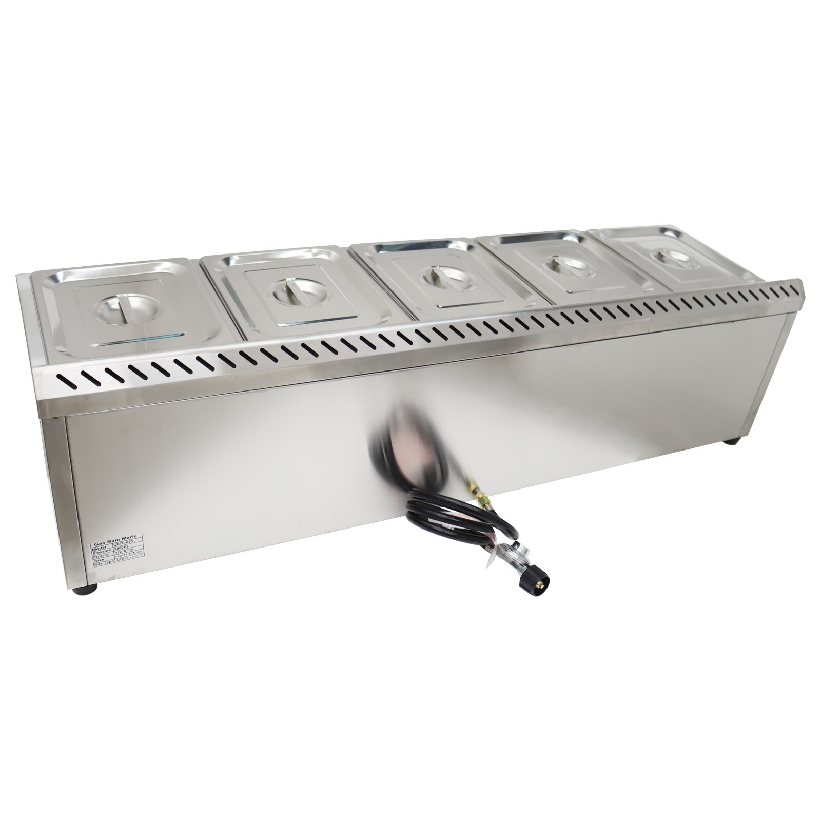 5-Deep Pan Propane Gas Steam Table Food Warmer/LPG Warm Soup Tank Size5*1/2