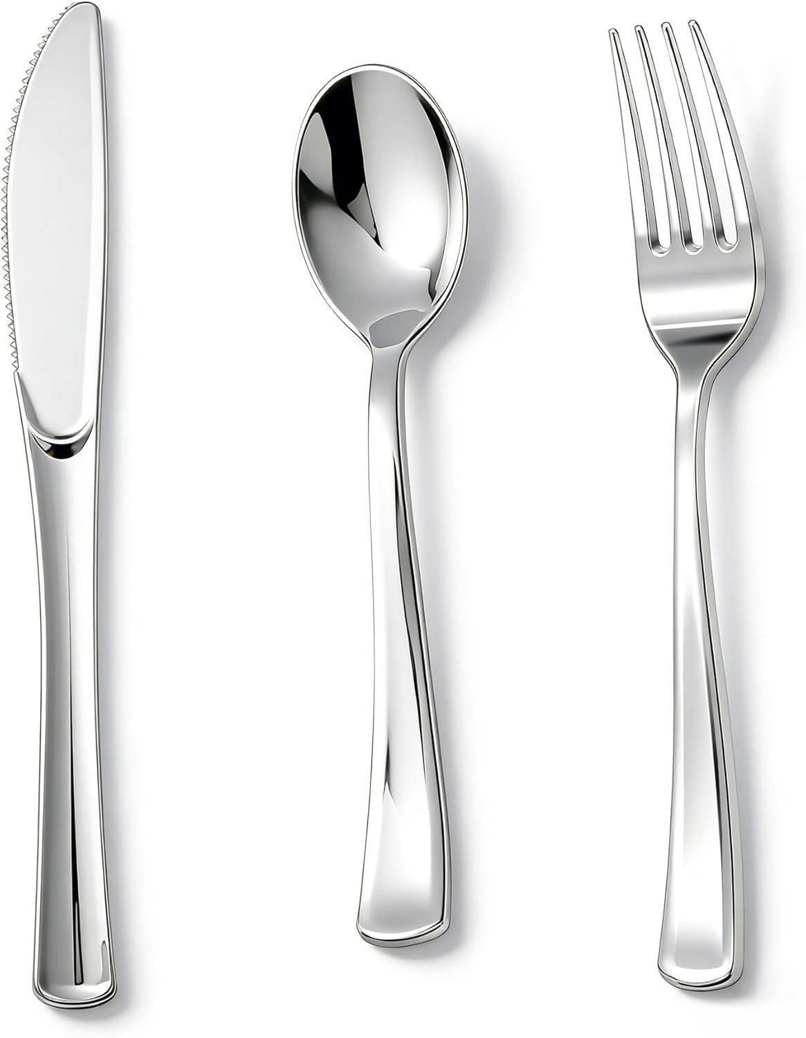 240PCS Sliver Plastic Silverware, Sliver Plastic Cutlery Set Disposable Flatware