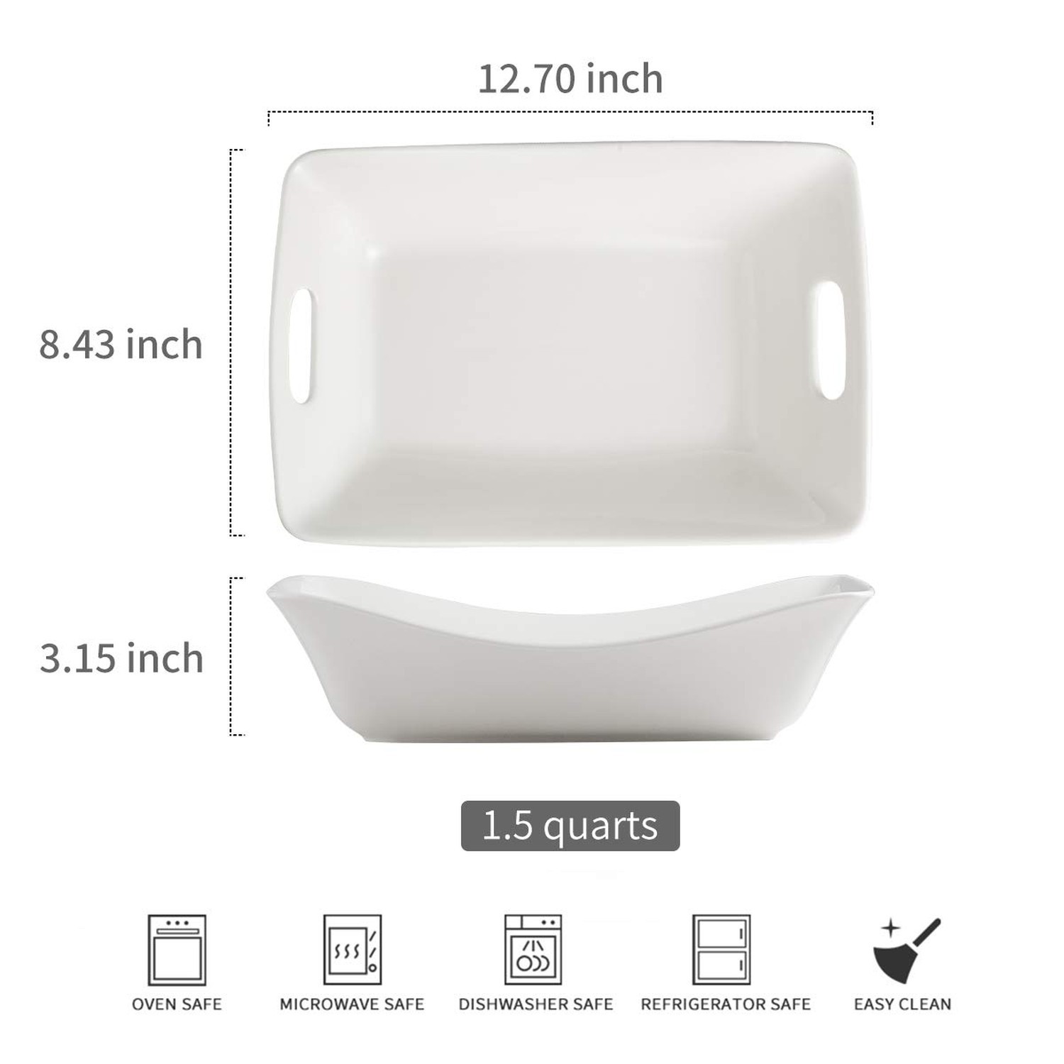 YHOSSEUN Large Serving Bowls with Handles White Serving Dishes For Entertaini…
