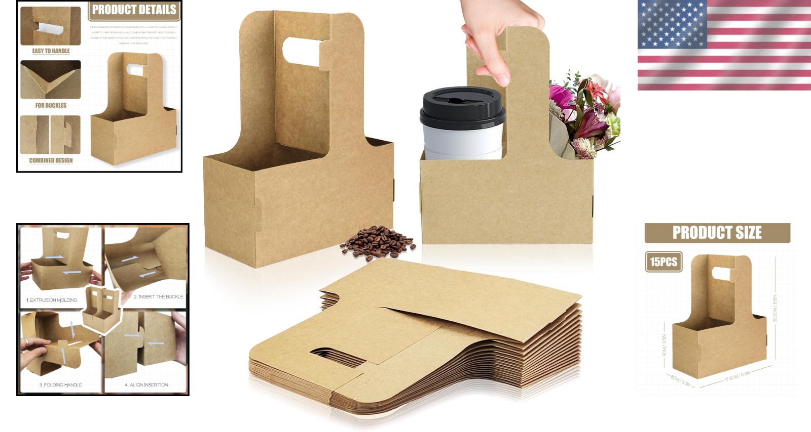 Versatile 2 Cup Paperboard Drink Carrier – Perfect for Coffee Shops and Takeout