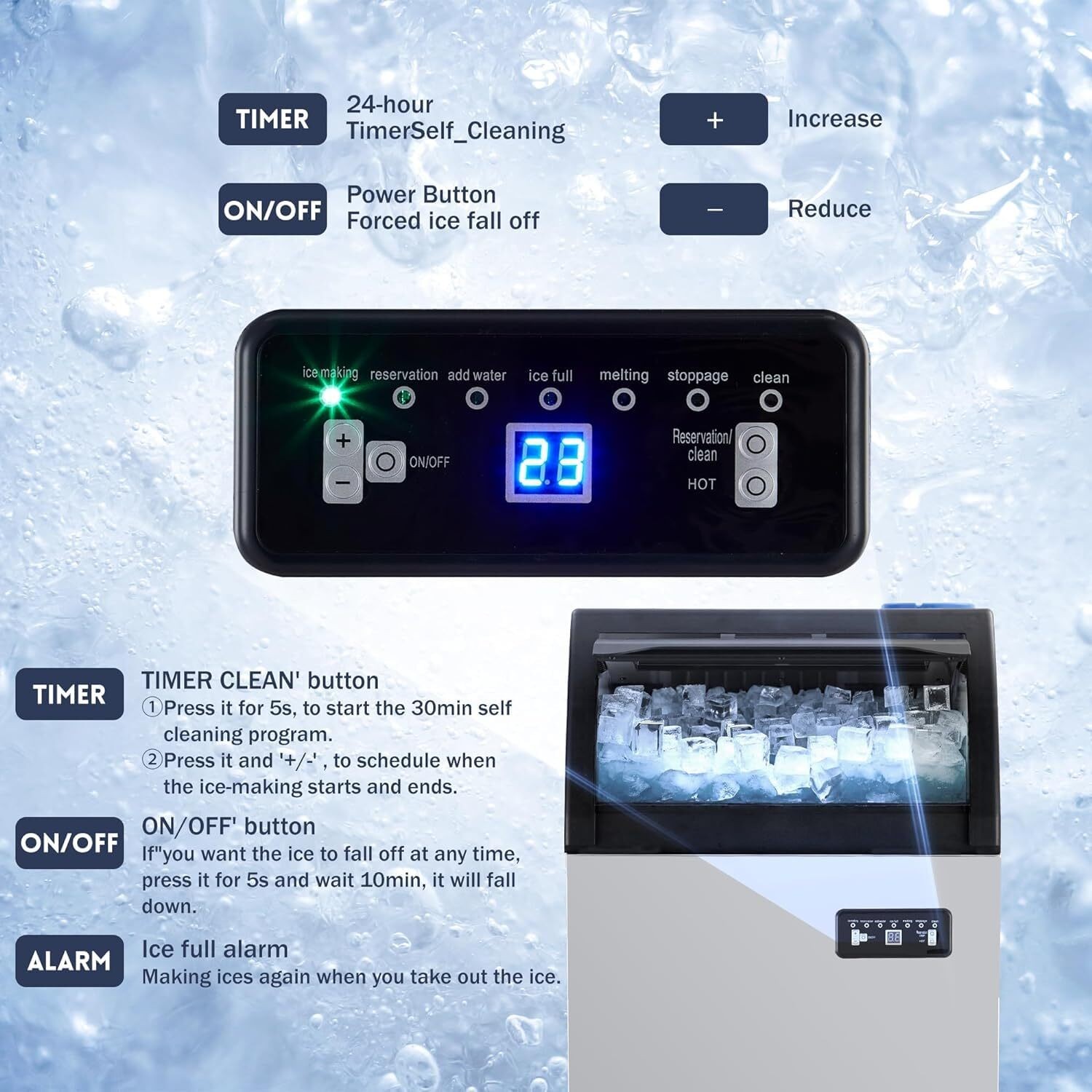 Built-in Commercial Ice Maker Stainless Steel Bar Restaurant Ice Cube Machine