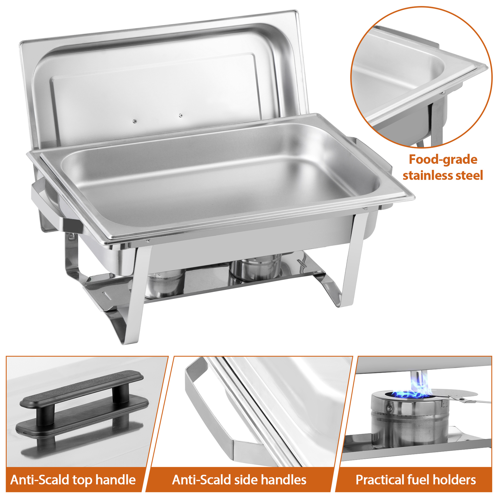 8 Pack 8 QT Stainless Steel Chafing Dish Buffet Set Catering Food Warmer