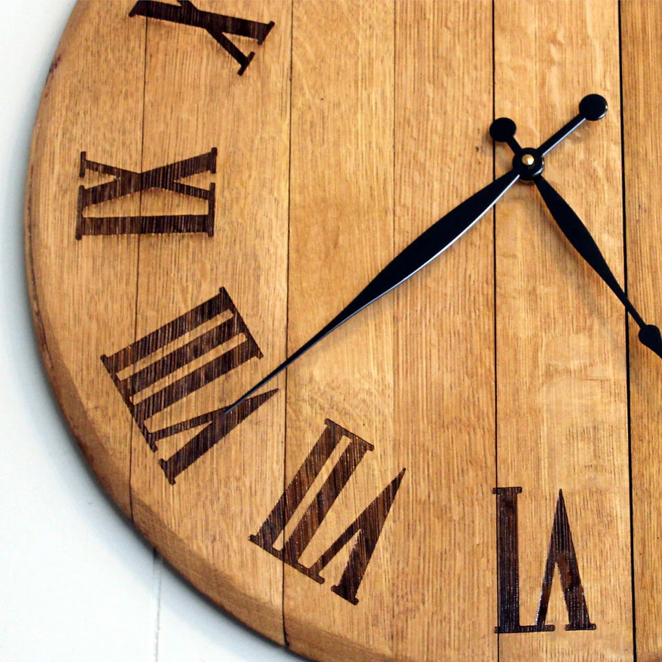Personalized Barrel Head Wall Clock – Wine or Whiskey Barrel Rustic Wall Decor