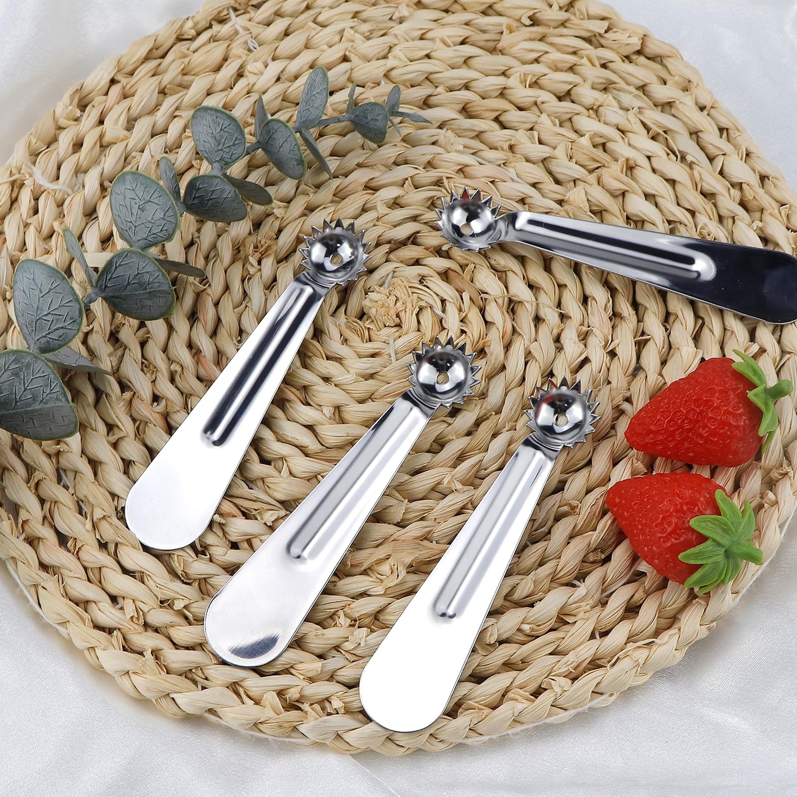 4 Pcs Tomato Corer Tool Strawberry Stainless Steel Sliver
