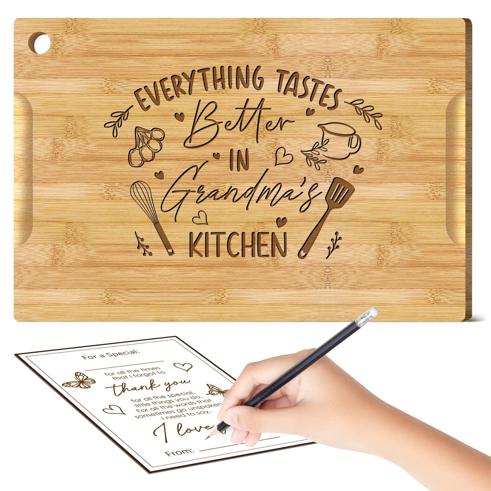 Mothers Day Gifts for Grandma from Grandkids – 12×8 Personalized Bamboo Cutting