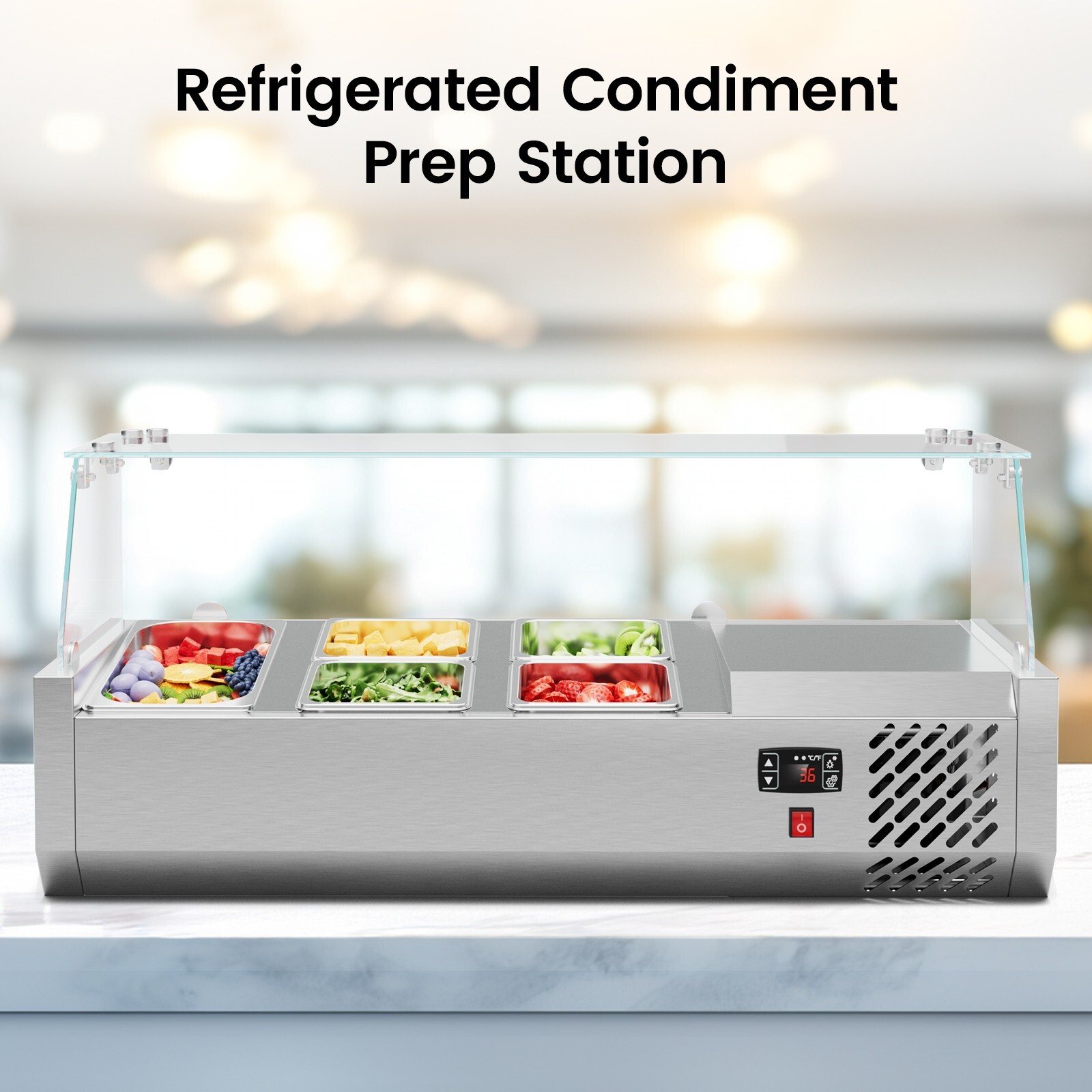 40 inch Commercial Bar Prep Sandwich Salad Pizza Refrigerator Prep Table 5 Pans