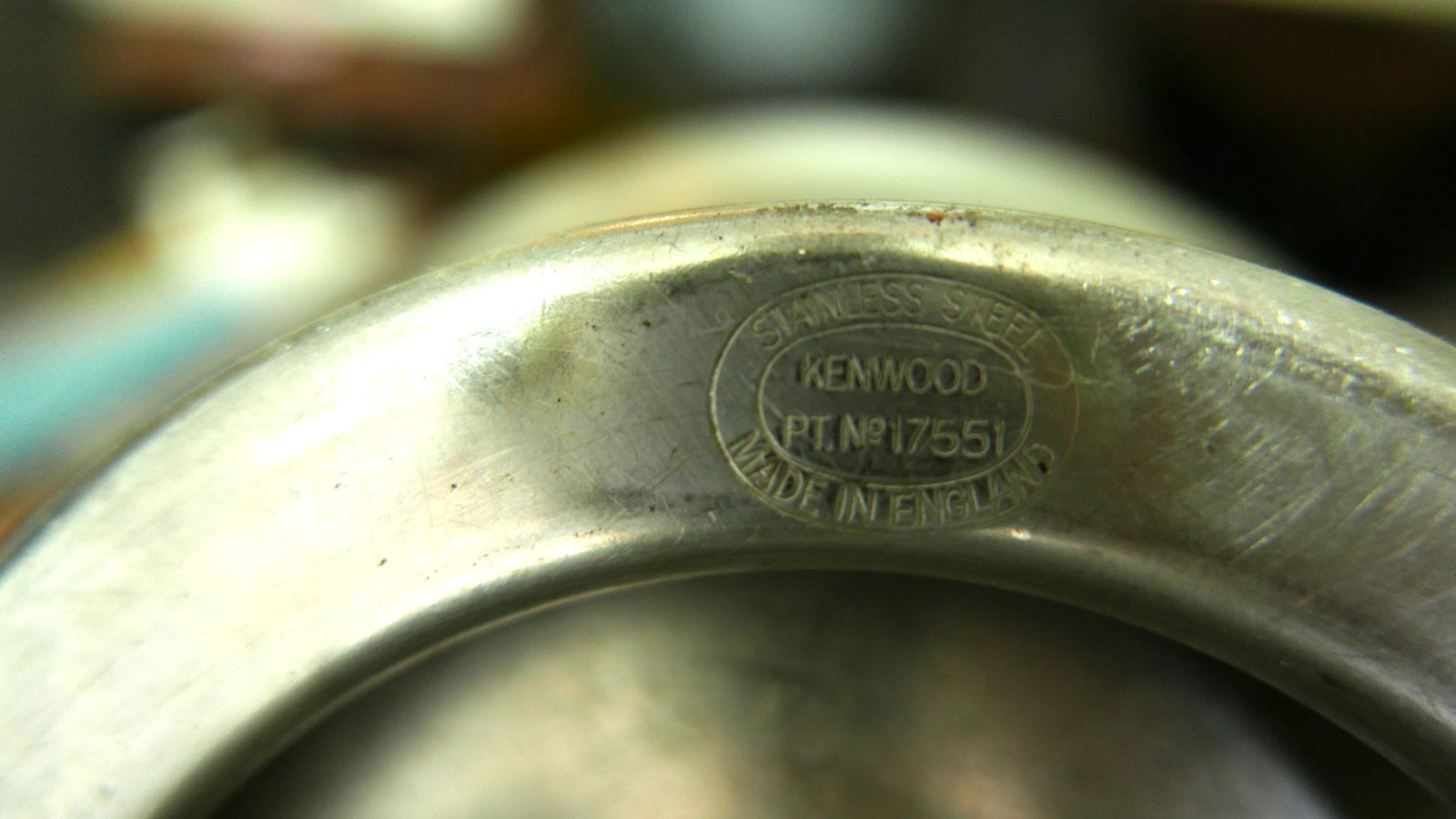 Lot of 2 Stainless Steel Kenwood 17551 Mixer Bowls + 1 each Beater & Whisk