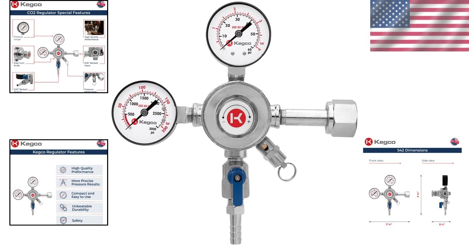 Pro Dual Gauge CO2 Draft Beer Regulator – Chrome Plated Brass