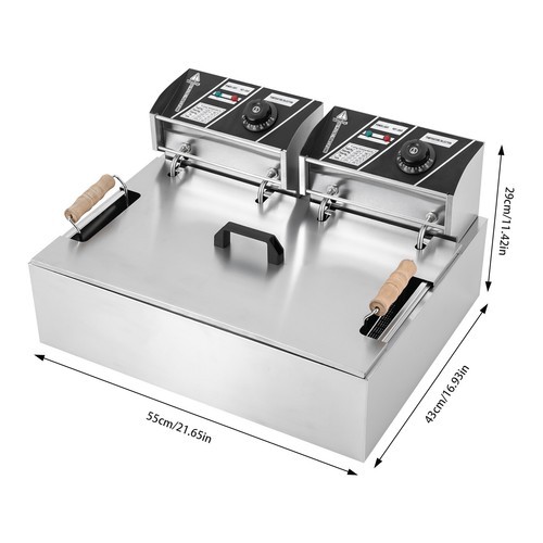 3400w Commercial Electric Deep Fryer 6l+6l Dual Tank Commercial W/ Fry Basket US