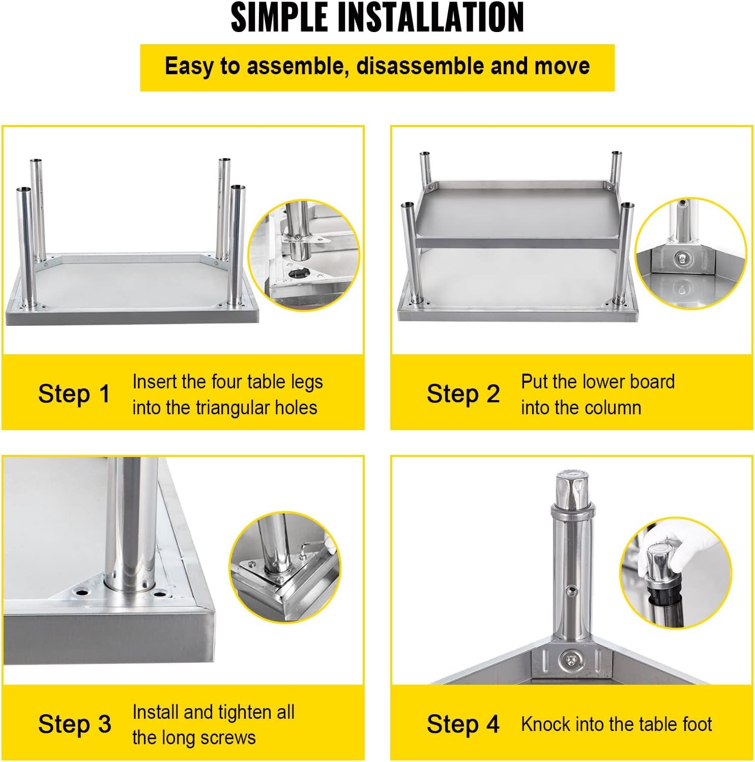 Stainless Table 36 x 30 x 24″Stainless Steel Equipment Grill Stand with Adjustab