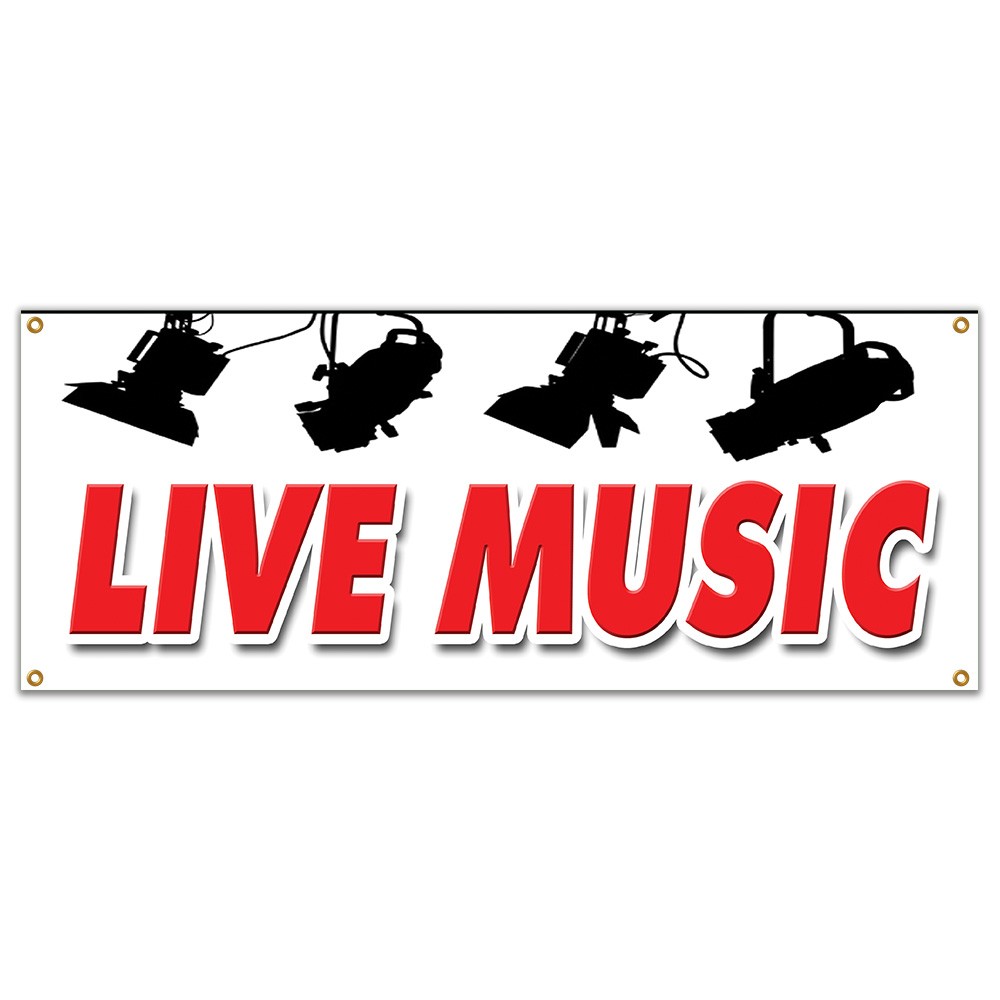 LIVE MUSIC BANNER SIGN band trio rock and roll swing no cover cocktails