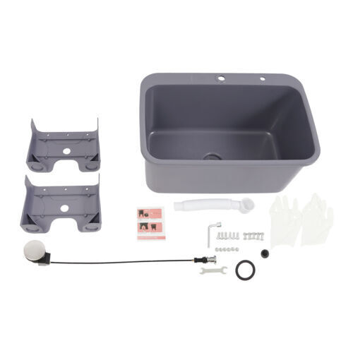 PP Freestanding Floor Mop Sink One-Piece Molded 60 × 40 × 27 cm Grey