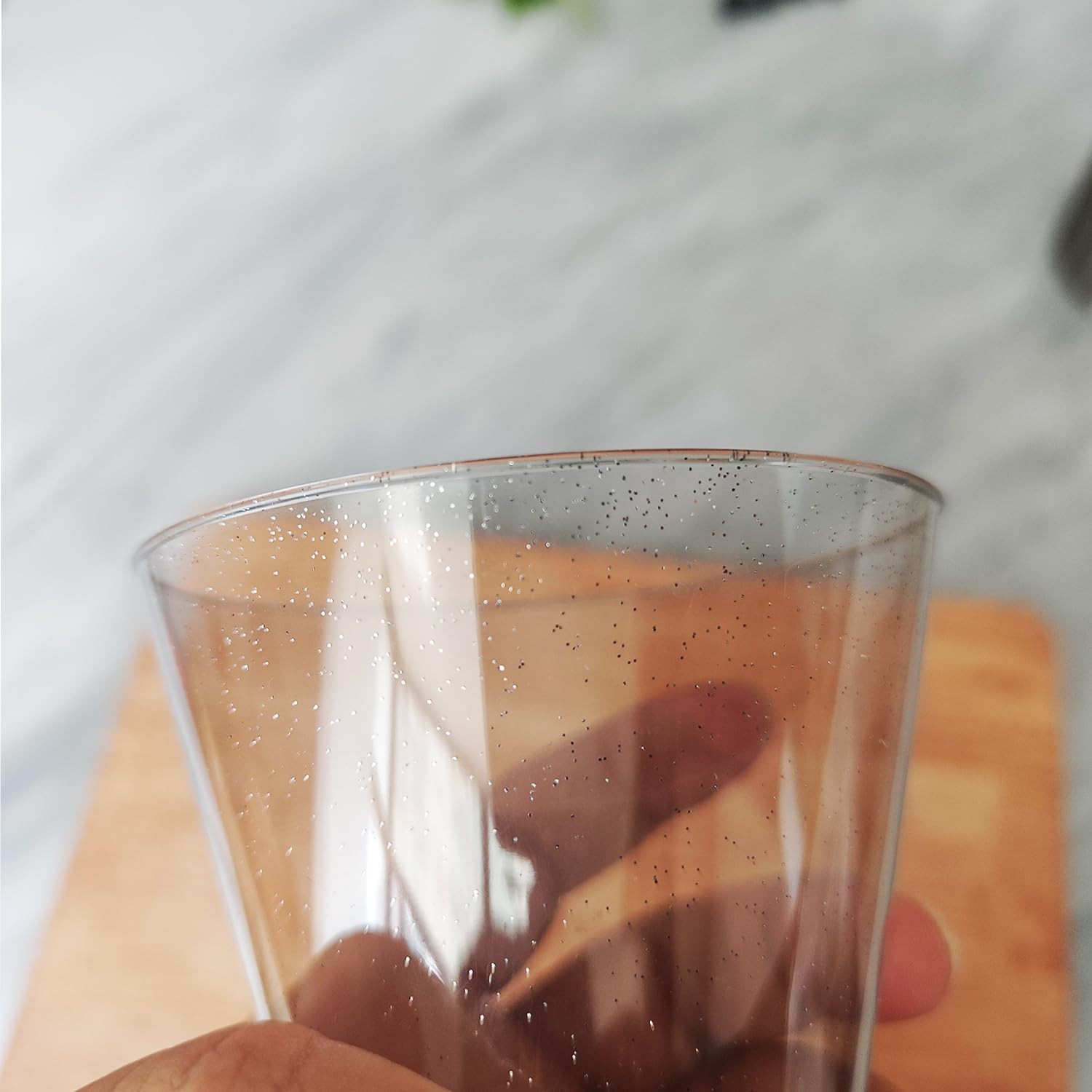 9 oz Glitter Sliver Plastic Cups, Disposable Clear Fancy and Reusable, 50 Cou…