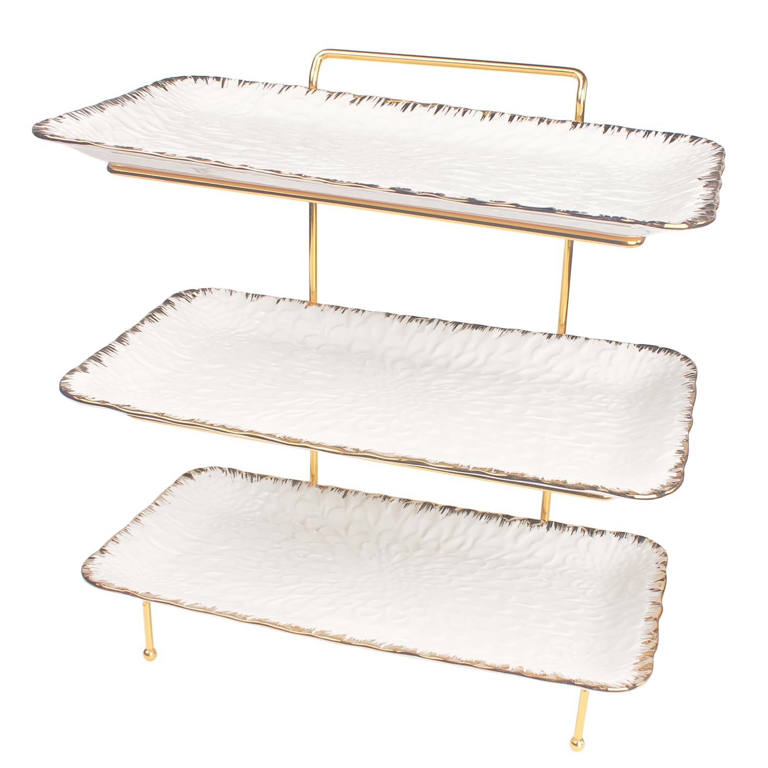 Liuywyhcf Three-Tier Ceramic – Three Large 14-Inch White