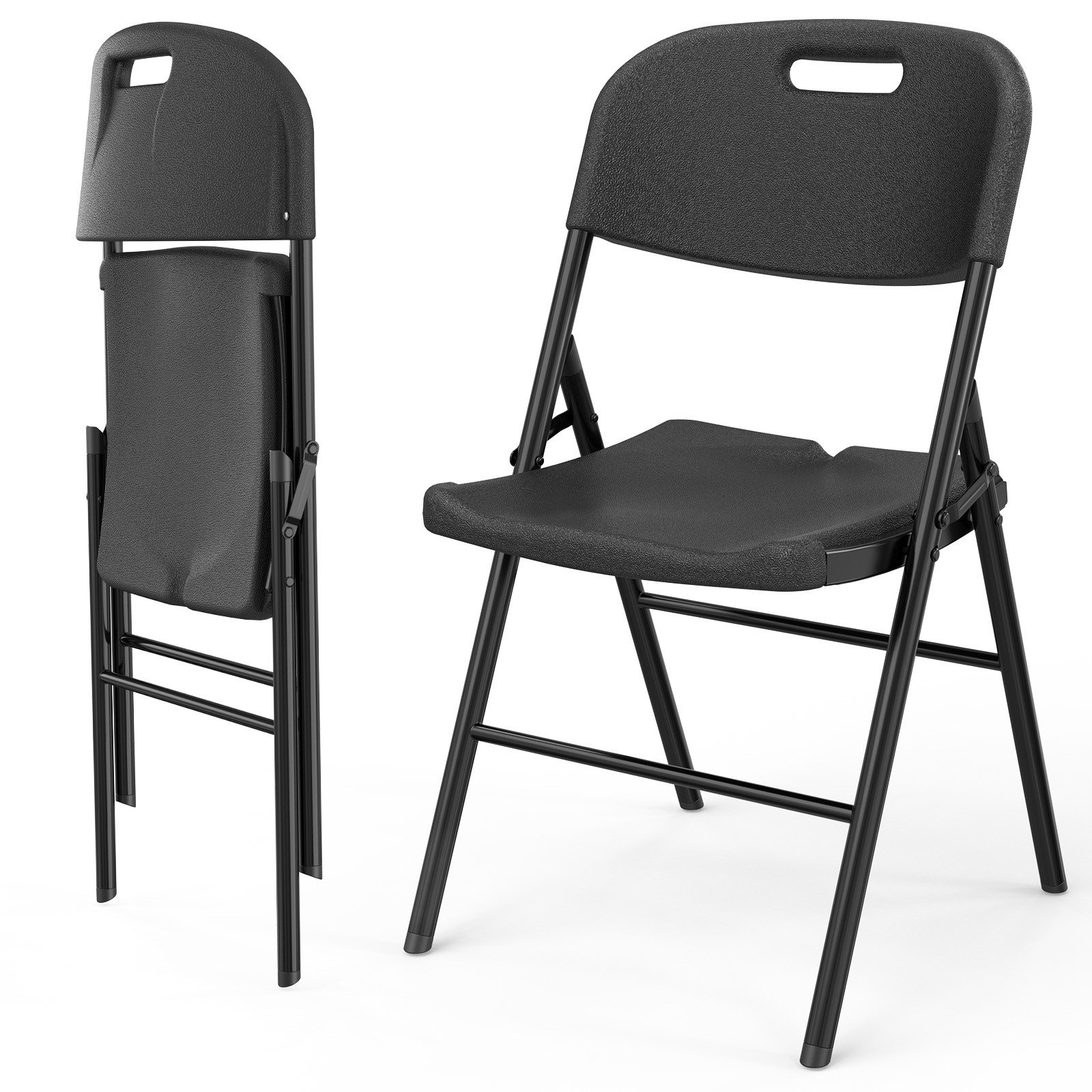 4PCS Commercial Plastic Folding Chairs Stackable Picnic Party Seats Garden 33in