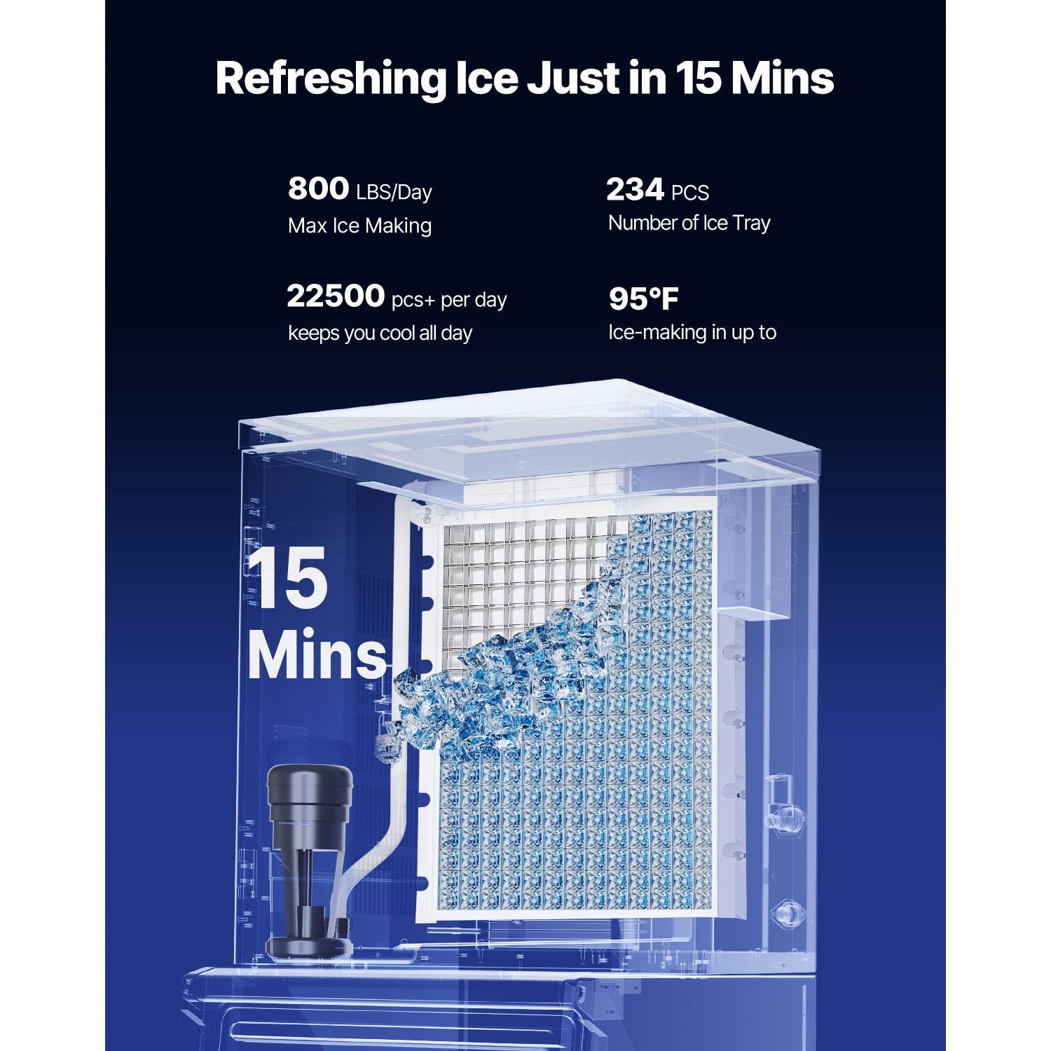 Commercial Ice Maker Machine, 800LBS/24H Ice-Making Machine