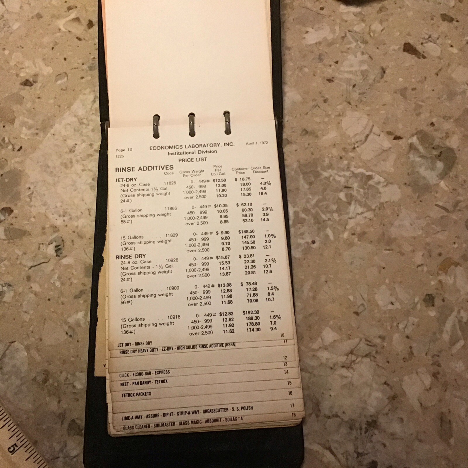 Vintage Economics Laboratory 1972 Price Book Ecolab Territory Manager