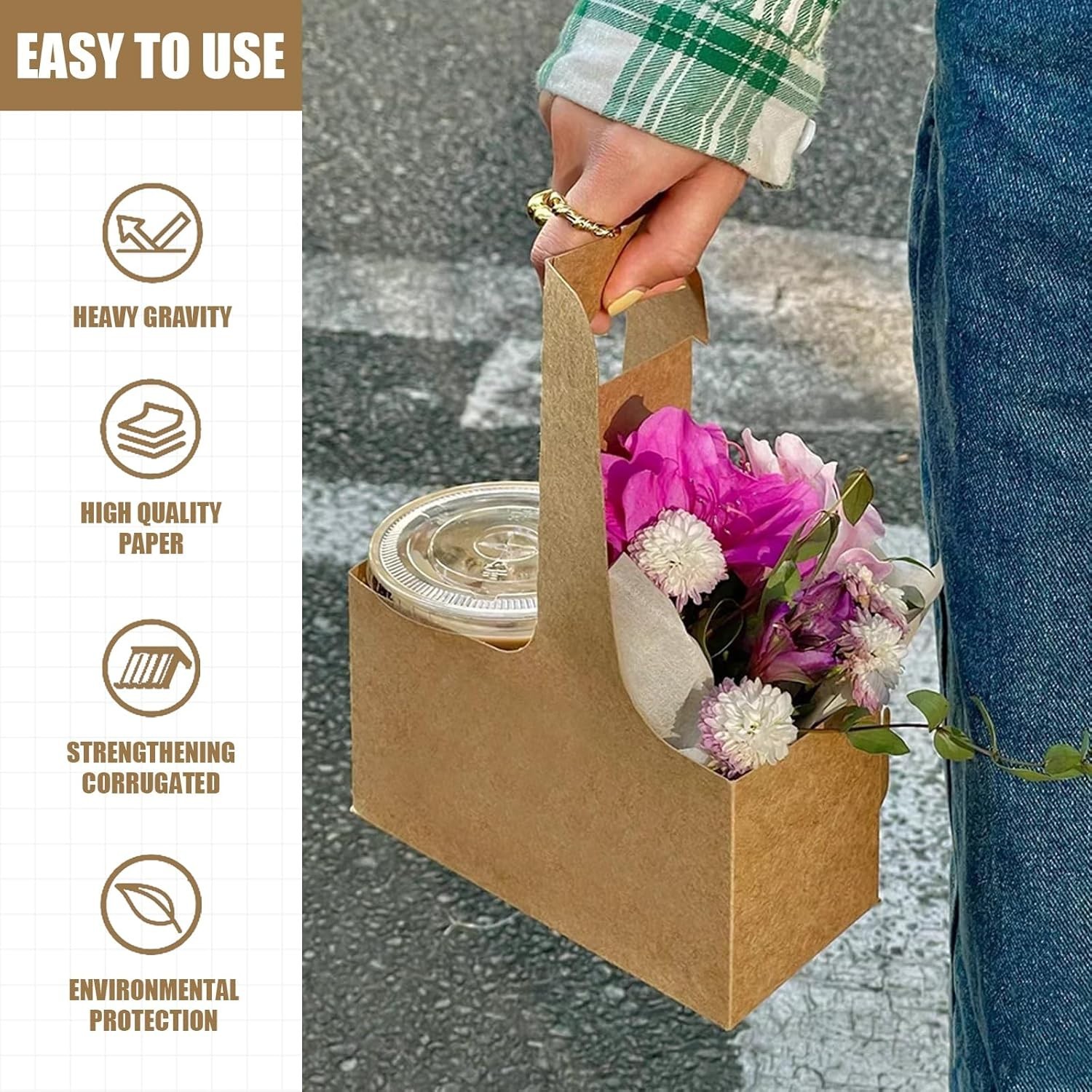Versatile 2 Cup Paperboard Drink Carrier – Perfect for Coffee Shops and Takeout