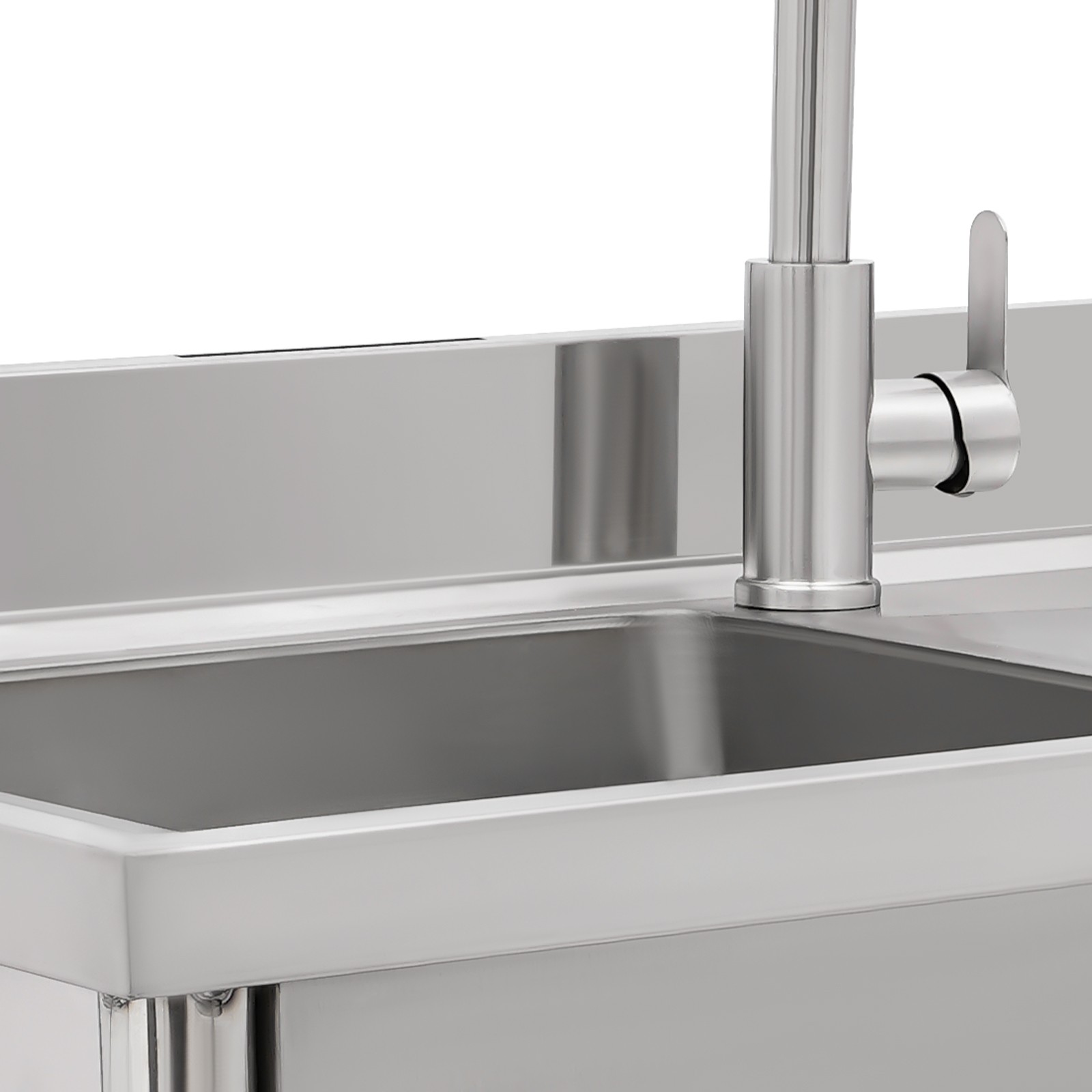 Stainless Steel Kitchen Utility Sink 39″ Freestanding Watersink +Pull-out Faucet