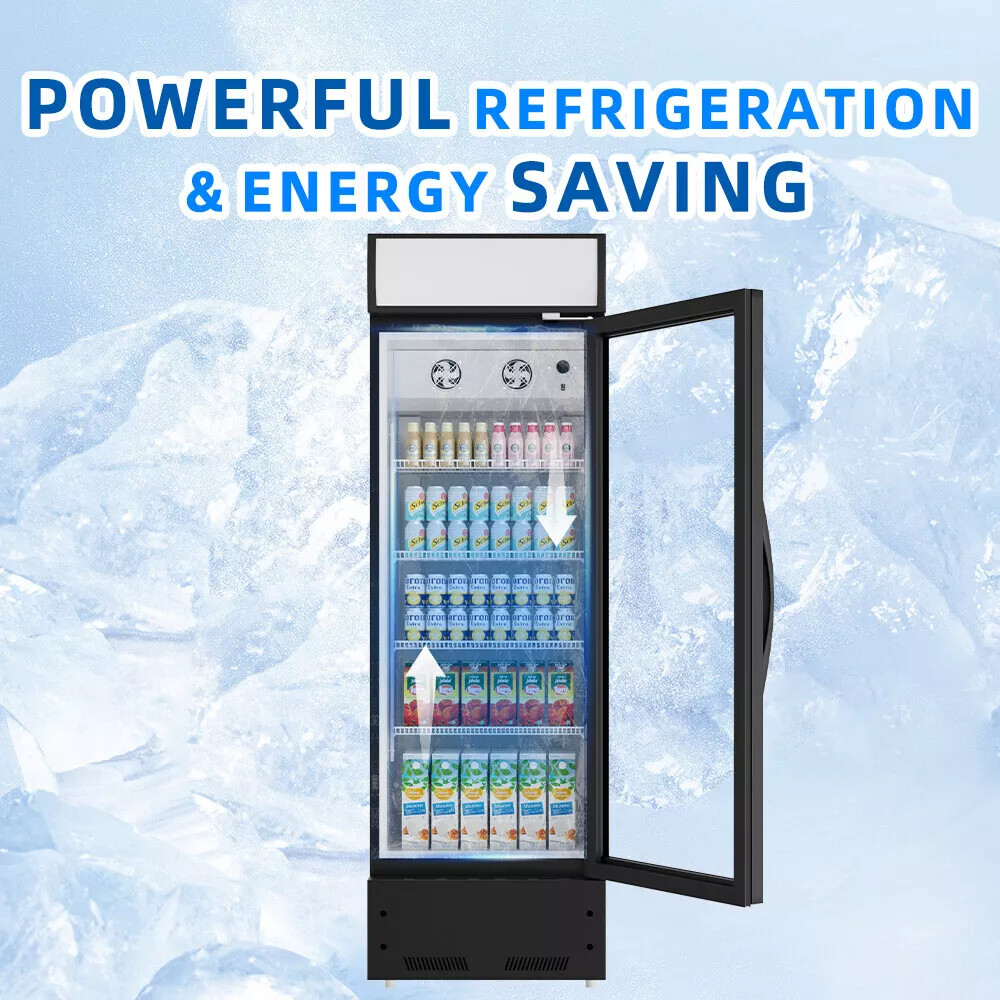 Display Merchandiser Refrigerator Glass Door Beverage Cooler W/LED 17 Cu.Ft NEW