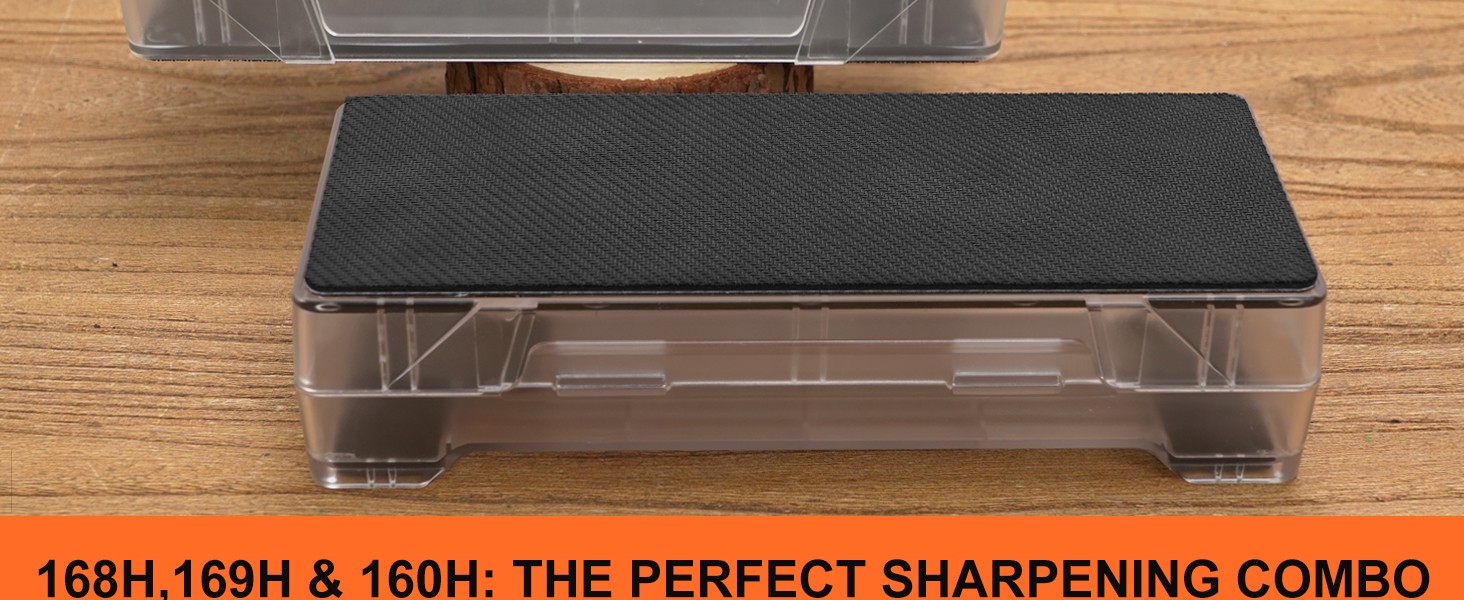 160H 2PCS 2-in-1 Whetstone and Knife Sharpening Stone Holder & Storage Case with
